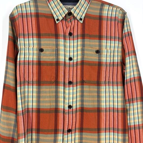L.L. Bean Button Down Shirt Mens S Plaid Slightly Fitted Organic Cotton Gorpcore - Picture 2 of 8